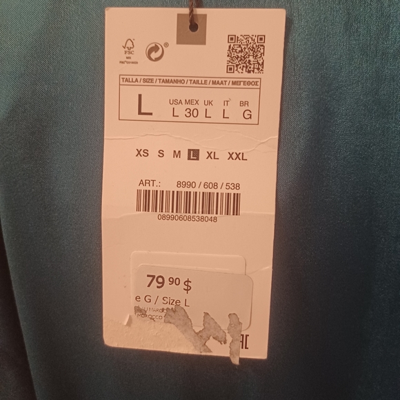 Zara Satin feel Teal Dress - Picture 6 of 6